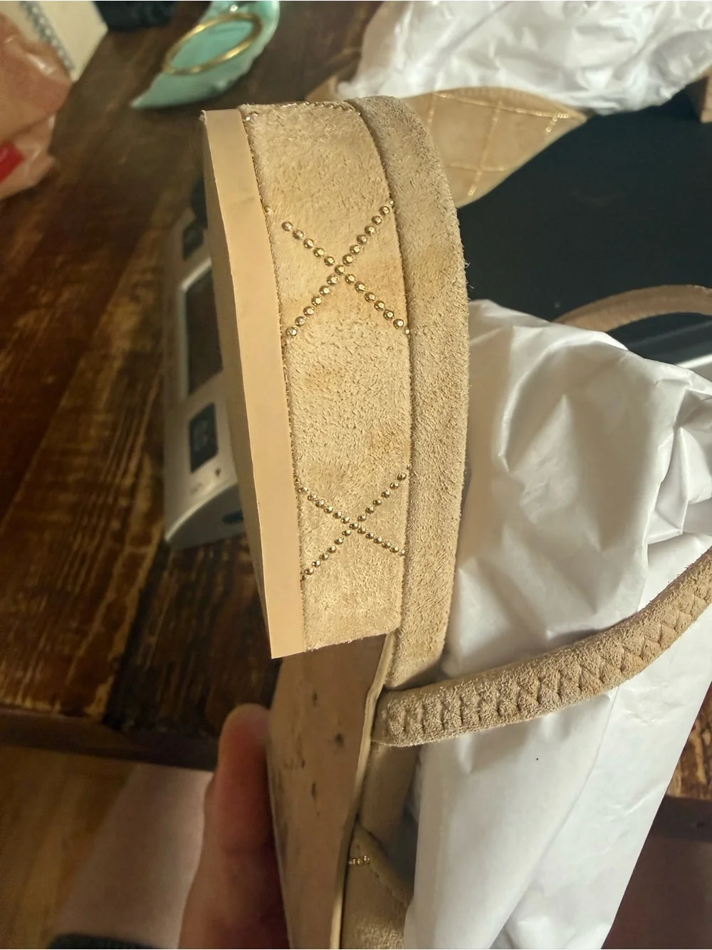 CHANEL Beige Quilted Slingback Flats with Black Cap Toe - Picture 11 of 11